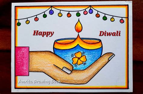 Drawing on Diwali | Simple Diwali Drawing | Diwali Drawing Card | How to Draw Easy Diya for ...