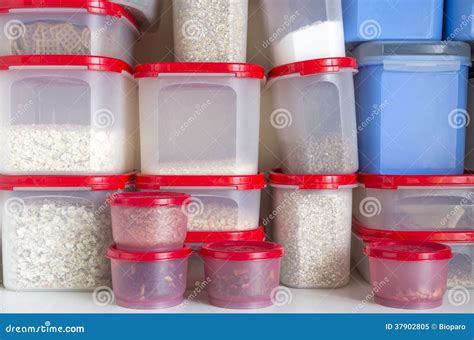 Filled Plastic Containers Stock Image Image Of Container 37902805