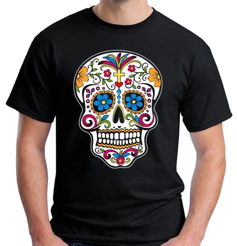 2018 Fashion Mens Sugar Skull T Shirt Tattoo Style Dia De Los Muertos