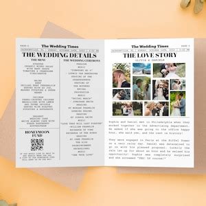 Editable Folded Newspaper Wedding Program Canva Template Page