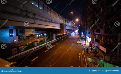 A Night Timelapse Of The Traffic Jam At The City Street Under The