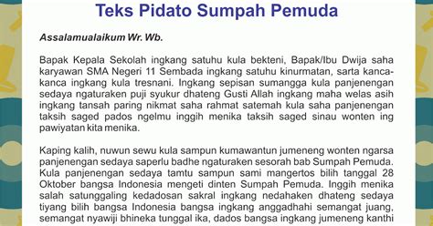 Teks Pidato Bahasa Jawa Tema Sumpah Pemuda