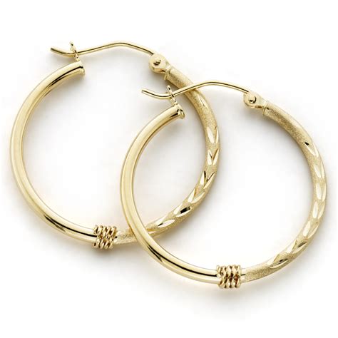 Rope Twist 25mm Hoop Earrings 10k Gold