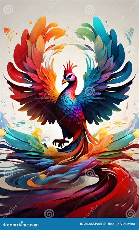 Fantastically Colorful Phoenix Stock Illustration Illustration Of