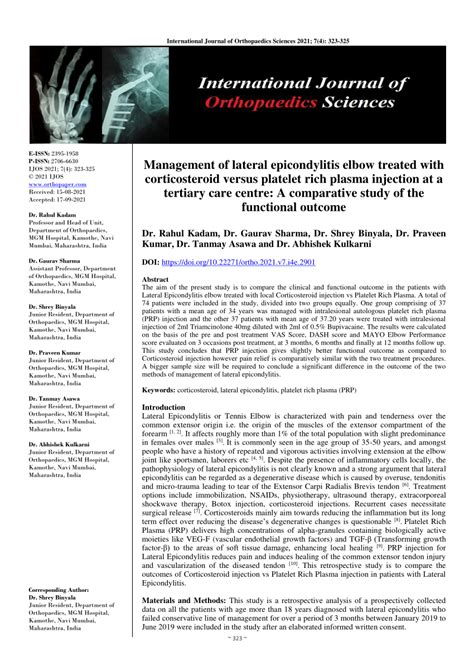 Pdf Management Of Lateral Epicondylitis Elbow Treated With