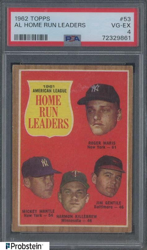 1962 Topps 53 AL Home Run Leaders W Mickey Mantle Harmon Killebrew