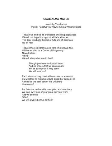 GSAS Alma Mater (Lyrics) : Tom Lehrer and the Tom Lehrer Trust 2000 : Free Download, Borrow, and ...