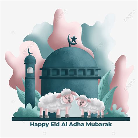 Feliz Eid Al Adha Mubarak Png Con Ovejas Lindas E Ilustraci N De