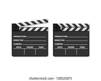 Black Closed Clapperboard Realistic Vector Illustration Stock Vector