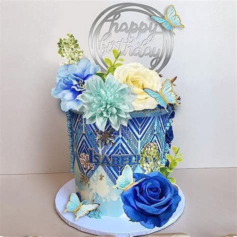 Pcs Flower Cake Toppers Butterfly Cake Decorations Happy Birthday