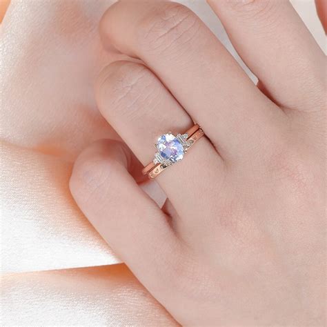 Oval Moonstone And Baguette Diamond Ring Artemis Sunday Island Jewelry