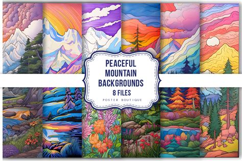 Peaceful Mountain Landscape Backgrounds Graphic by Poster Boutique ...