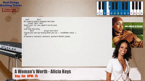 🎹 A Woman S Worth Alicia Keys Piano Backing Track With Chords And Lyrics Youtube