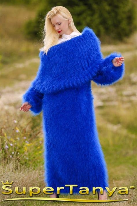 Beautiful Long Fuzzy Mohair Dress With Huge Cowlneck Hand Etsy