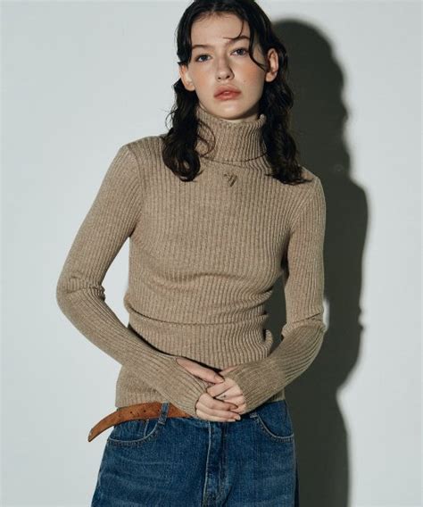 Musinsa Nick Nicole Signature Turtleneck Warmer Knit Beige