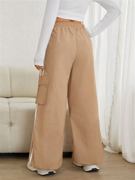 Shein Ezwear Contrast Tape Side Flap Pocket Side Cargo Pants Shein Usa