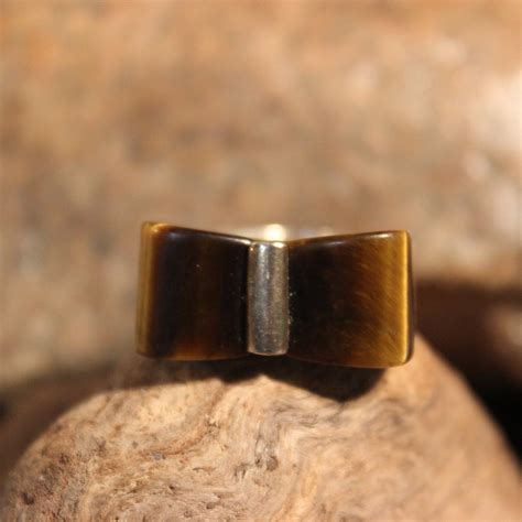 Vintage S Sterling Tigers Eye Ring Size Vintage Sterling Ring