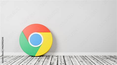 Google Chrome Logo On Wooden Floor Against Wall Stock Adobe Stock