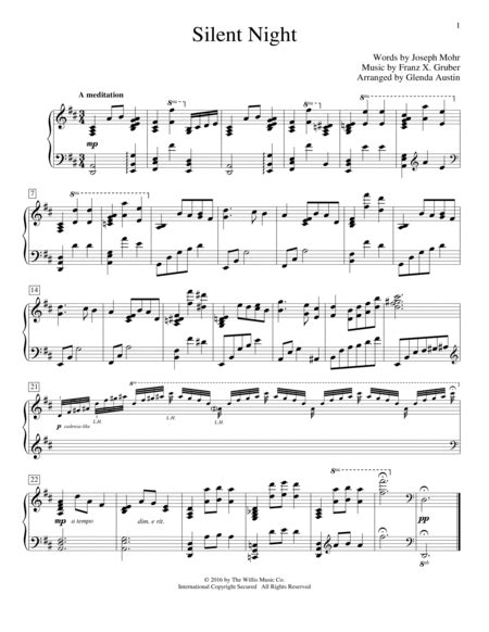 Silent Night By Joseph Mohr Piano Method Digital Sheet Music Sheet Music Plus