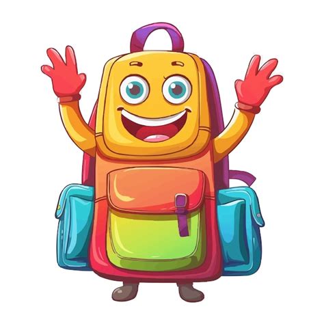 La Mochila De La Escuela De Dibujos Animados Feliz Agita La Mano