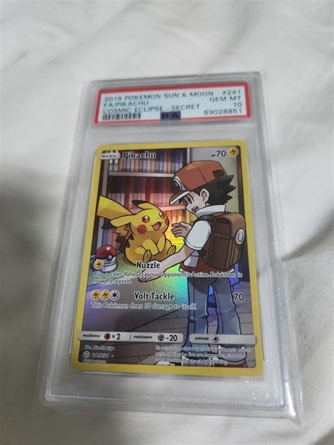 Psa 10 Pikachu Cosmic Eclipse Full Art Secret Rare Hobbies Toys