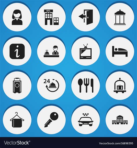 Set Of 16 Editable Hotel Icons Includes Symbols Vector Image