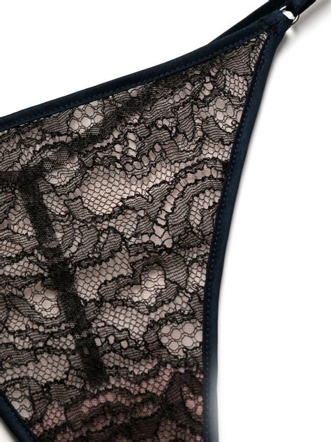 Kiki De Montparnasse Sheer Lace Detail G String Briefs Black Farfetch