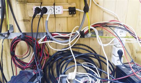 Messy Wire Cables On A Wall Stock Photo Image Of Manufacturing