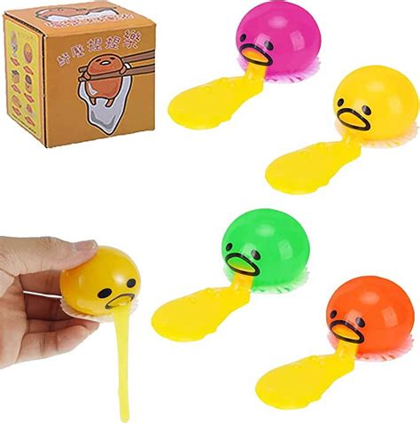 Puking Egg 4pcs Stress Relief Ball Toy Vomiting Disgusting Lazy Egg Toy