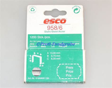 1200 X ESCO TACKERKLAMMER 958 6 AEG BOSTITCH CASALS LUX ROCAGRAF KWB