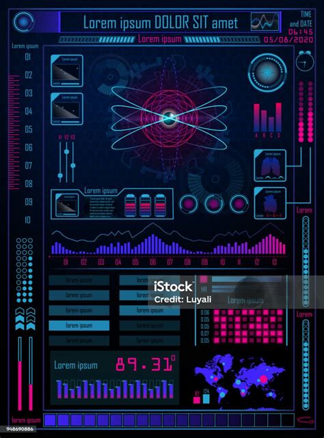 Konsep Teknologi Dengan Hud Elemen Desain Gui Monitor Tampilan Headup