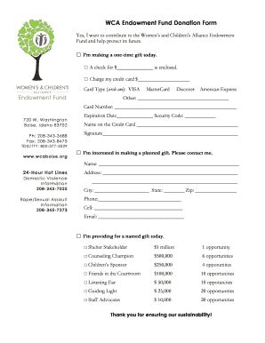 Fillable Online Wcaboise WCA Endowment Fund Donation Form Wcaboise