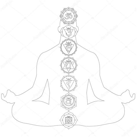 Man With Seven Chakras Coloring Page Stock Photo by ©smk0473 129461304