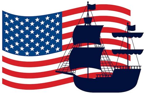 Premium Vector Christopher Columbus Ship Silhouette With United