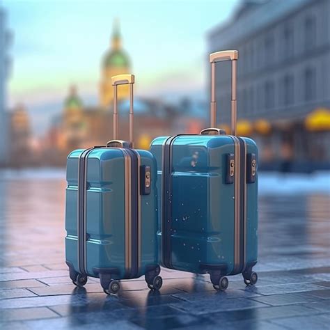 Premium Ai Image Tower Of Fun Stacked Suitcases Ready For An Adventure