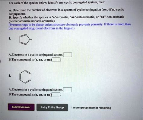 SOLVED For Each Of The Species Below Identify Any Cyclic Conjugated