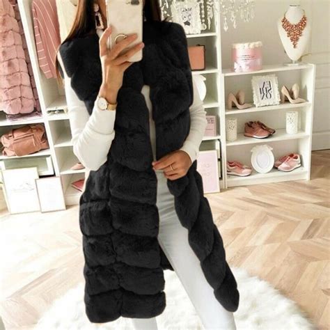 Gilet Femmes En Fausse Fourrure Sans Manches Body Warmer Veste Manteau