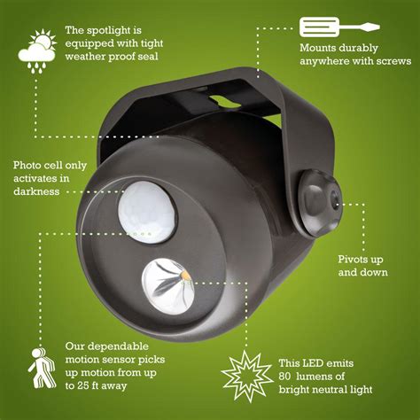 Mr Beams Mb310 Wireless Led Mini Spotlight With Motion Sensor And Photocell 80 Lumens Brown