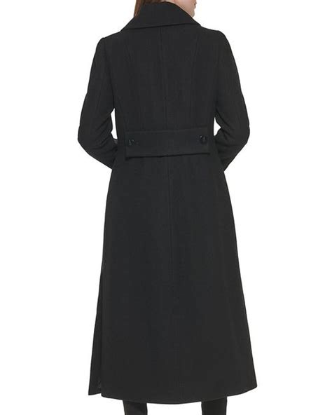 Kenneth Cole Double Breasted Long Wool Coat In Black Lyst