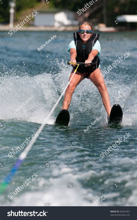 Girl Water Skiing On Lake Stock Photo 82667467 Shutterstock