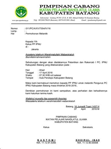 Detail Contoh Surat Permohonan Pelantikan Koleksi Nomer