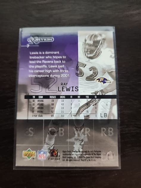 2002 Upper Deck Ovation 7 Ray Lewis Baltimore Ravens HOF EBay