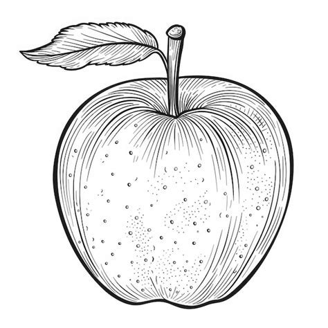 Fruit Coloring Page Cartoon Apple Outline With Leaves Fun Coloring Book