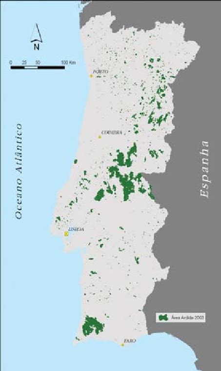 Área ardida em Portugal continental no ano de 2003 Download