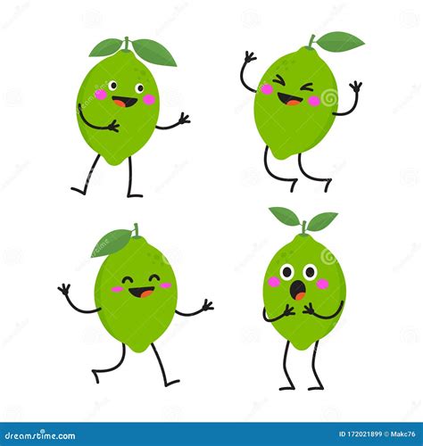 Funny Cute Lime Character Vector Isolated Stock Vector Illustration