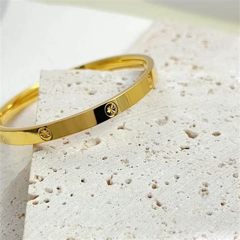 K Pure Gold Bracelet K Jewlery Real Love Bangle K Solid Gold