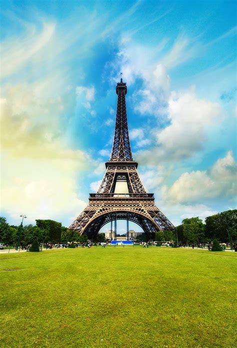 X Ft Eiffel Tower With Grass Backdrops For Photogrpahy Background