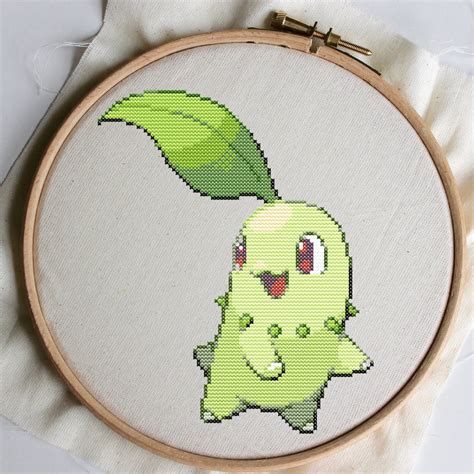 Pokemon Chikorita Cross Stitch Pattern Pdf Instant Download Etsy