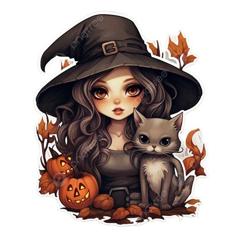 Halloween Witch Sticker With Enchanting Charms Halloween Witch