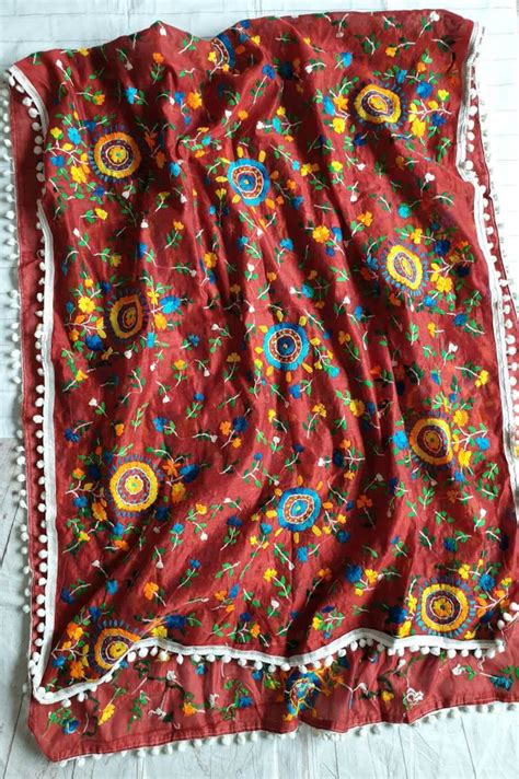 Pakistani Phulkari Dupatta Chanderi Silk Dupatta Indian Etsy UK